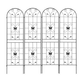 4 Pack Metal Garden Trellis 86.7x19.7Rustproof For Climbing Plants Outdoor (Color: Black)