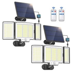 Waterproof Solar Outdoor Light Street Light 348LED 3 Side Adjustable Strap Remote Control (Option: 2Pack)